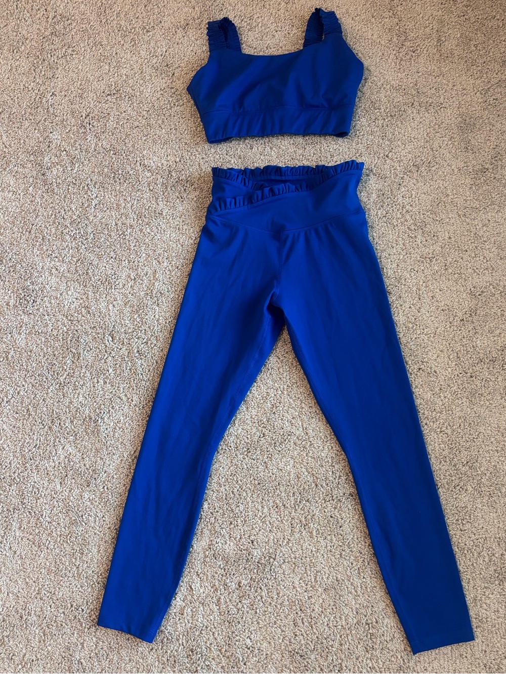 Sincerely Jules Active Cobalt Blue Ruffle Workout Set